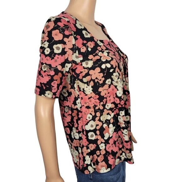 J. Jill Women's Floral Gathered Front Square Neckline 3/4 Sleeve Blouse Size S - Picture 7 of 10